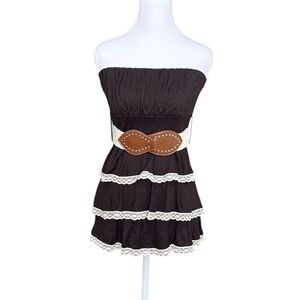 Vintage Wet Seal Top Tunic Strapless Blouse Mini Dress Belted USA XS S Small